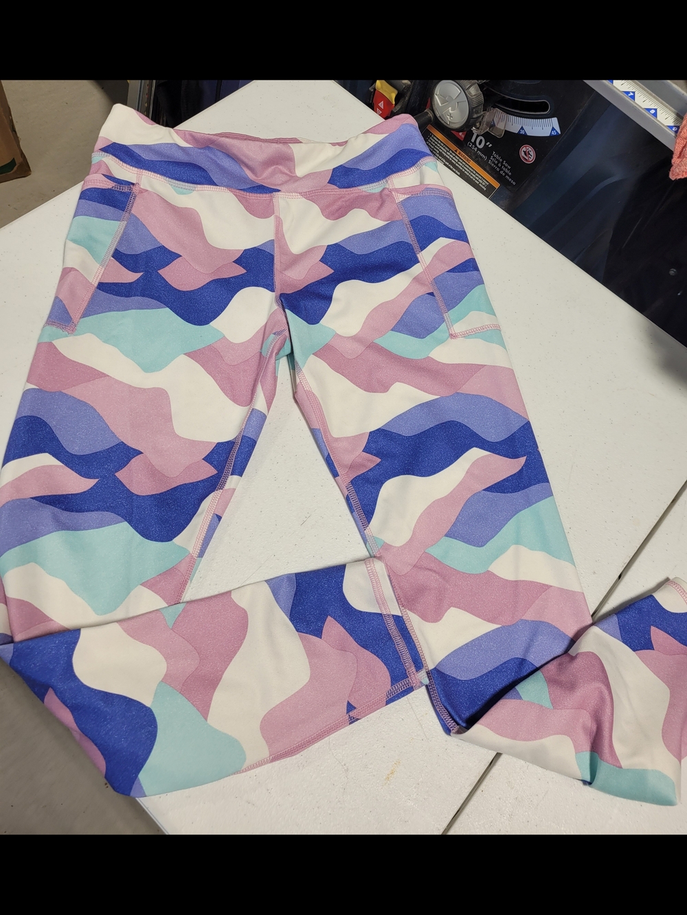Athletic Works Pink, Blue & Purple Wave Leggings